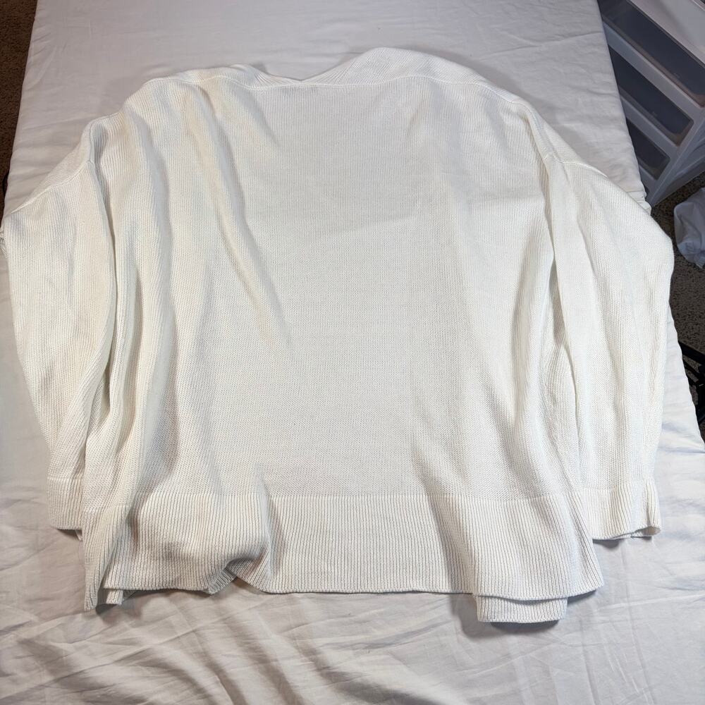 Eileen Fisher womens white cotton open cardigan. Size XL. career, church, winter - Picture 5 of 5